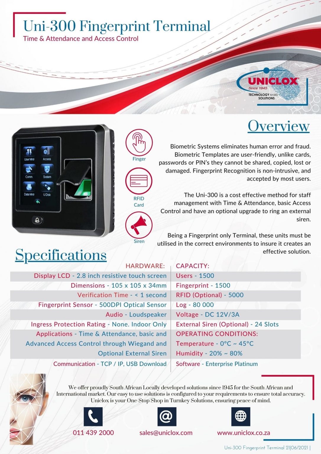 Uni300 Specification Sheet | Uniclox